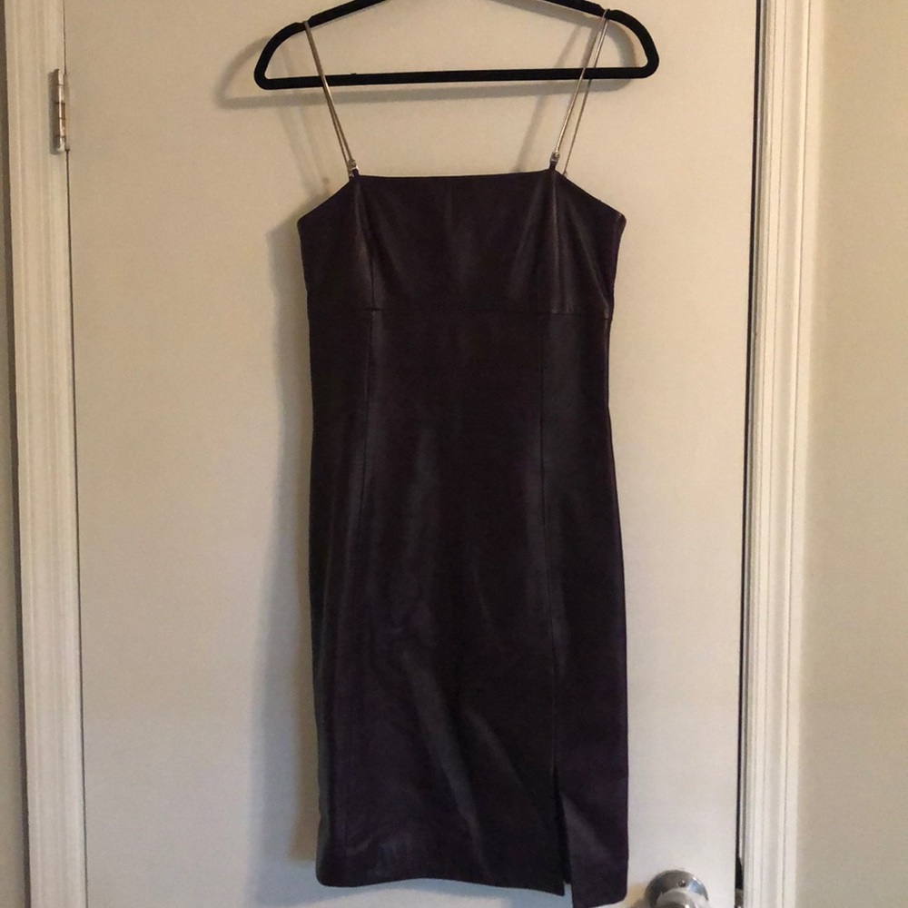 Purple leather Versace dress
